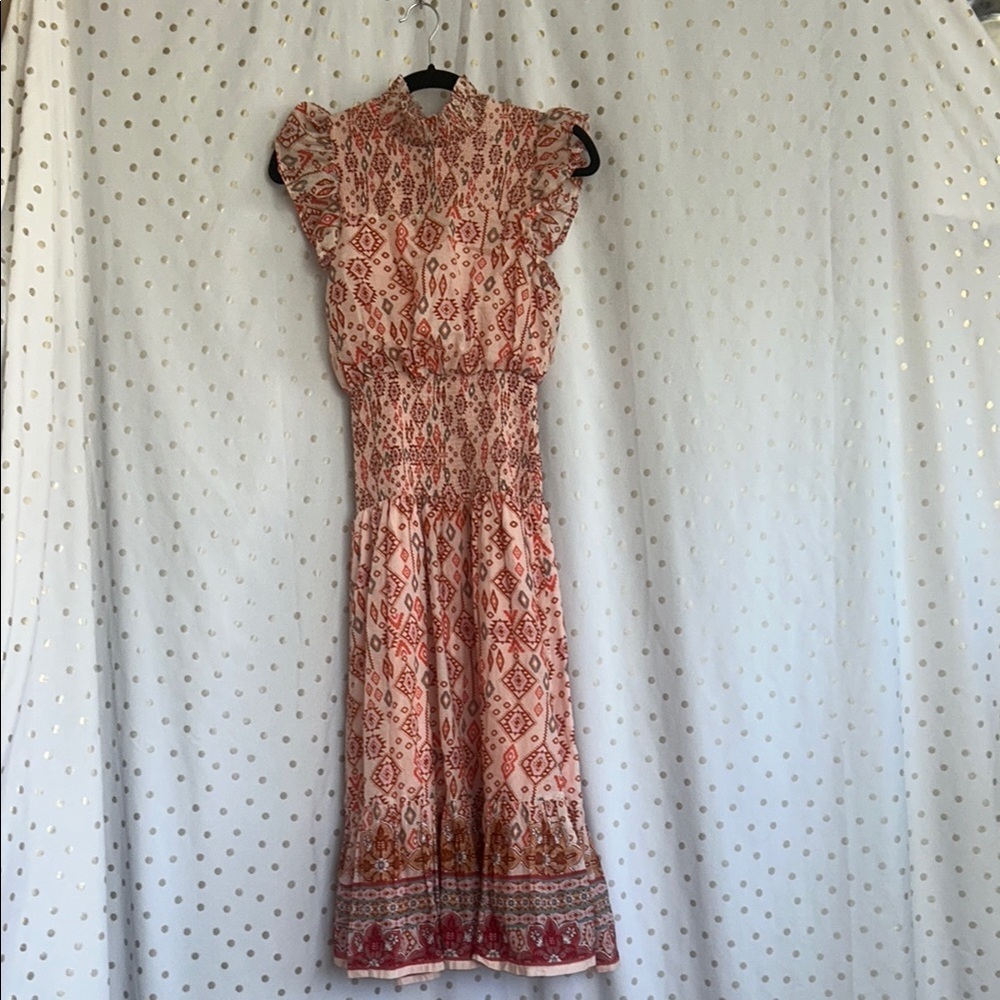 Aqua Red and Orange Patterned Size XS